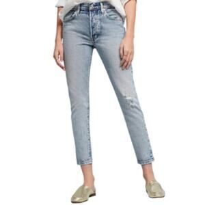 Levi's Women's 501 Skinny Selvedge Jeans Summer Dune Distressed Wash Size 26